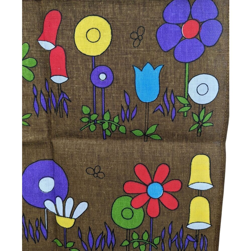SALE! Vintage 1970's Mod Mushrooms ROYAL TERRY Cotton Kitchen Tea Towel ~ Brazil